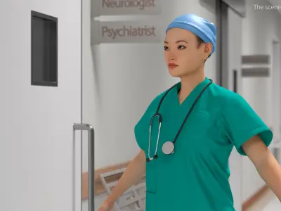 Medical Scrubs Uniform with Stethoscope No Body Teal 3D model