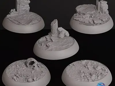 Ultimate Terrain Bases Pack- 25-32-40-50   Miniature Bases  STL  3D print model