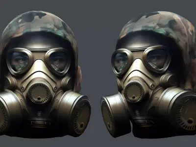 Gas mask helmet 3d model military combat Low-poly Low-poly 3D model