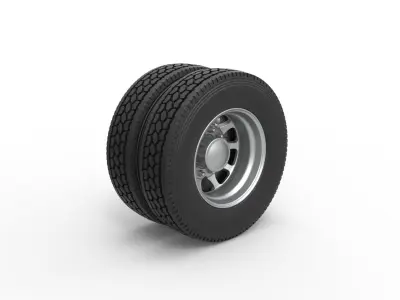 Rear custom wheel of semi truck Version 5 Scale 1 to 25 3D print model