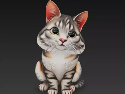 Cat Realistic 3D Model Basic - Low Poly Realistic Low-poly 3D model