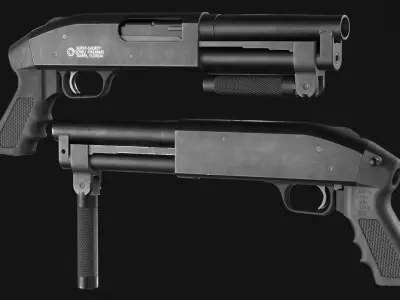Serbu Super-Shorty - Mossberg 12 Gauge - Game Asset Low-poly 3D model