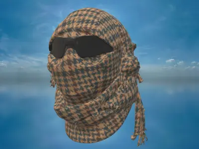 Military Tactical Balaclava with Sunglasses Low-poly 3D model
