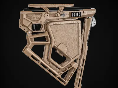 Black Bunker BM8 Folding Gas-Ram Break Barrel Survival Rifle Low-poly 3D model