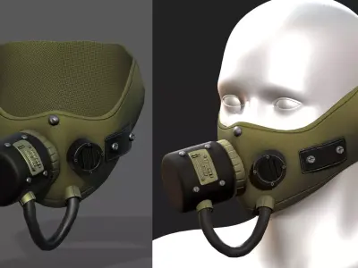 Gas mask protection scifi futuristic  Low-poly 3D model