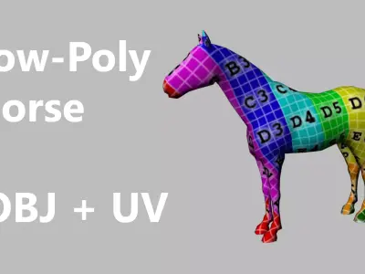 Low poly horse for Blender or OBJ Free low-poly 3D model