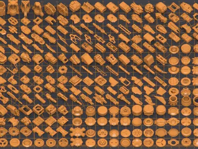 Mega Pack Hard Surface Kitbash 300 DETAILS 3D model