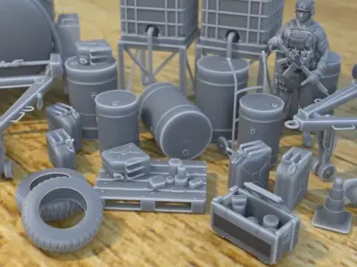 MILITARY FUEL PROPS FOR WAR TERRAIN 1-35 SUPPORTED STL 3D print model