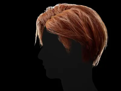 Realtime Hair - Middle part curtains Low-poly 3D model
