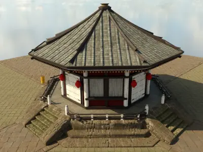 Asian Temple Low-poly 3D model
