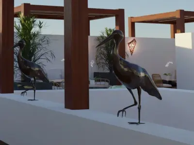 stork bird with long legs Free 3D model