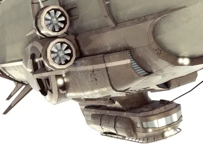 Steampunk Multi-Functional Airship Low-poly 3D model