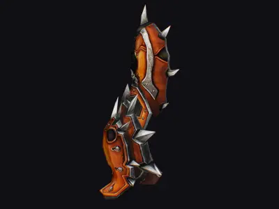 Fantasy Heavy Shield Steel Weapon Armor Cartoon Red Style Low-poly 3D model