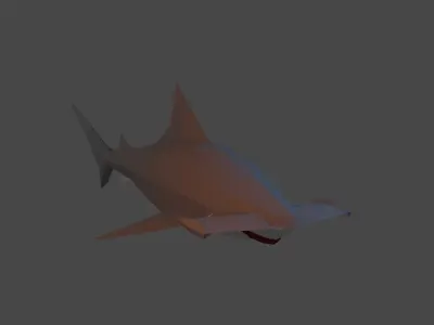 Low Poly Great Hammerhead Shark Low-poly 3D model