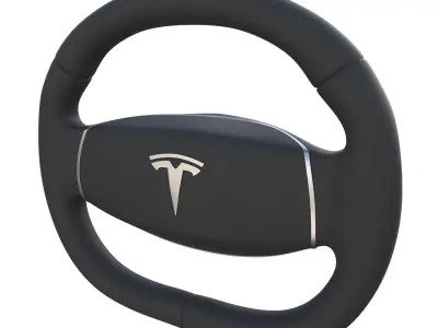 Tesla Model 3 Steering Wheel Low-poly 3D model