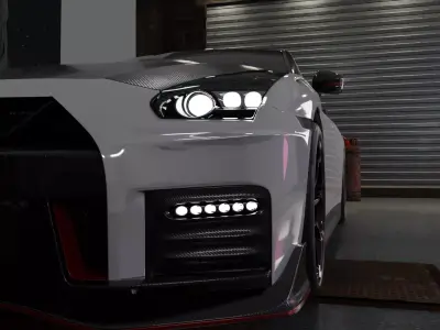 Nissan GTR parking scene Free 3D model