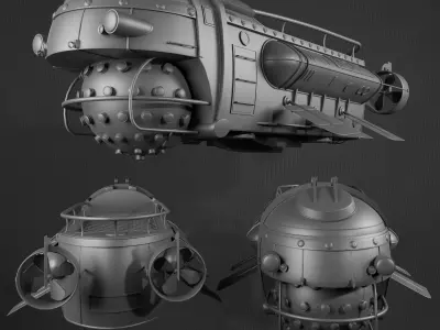  Fast and heavy military reconnaissance submarine 3d model free Free low-poly 3D model