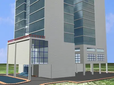 Commercial Building Low-poly 3D model