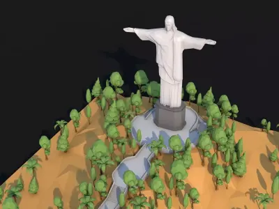 Low Poly Christ The Redeemer Statue Landmark Low-poly 3D model