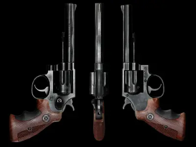 GAME READY SW MODEL 10 REVOLVER PBR RIGGED Low-poly 3D model