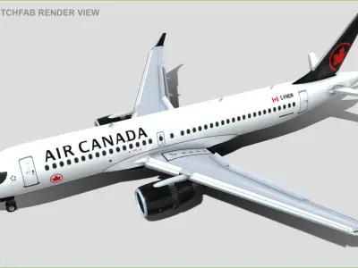 CS 300 Airbus A220 300 Air Canada livery Low-poly 3D model