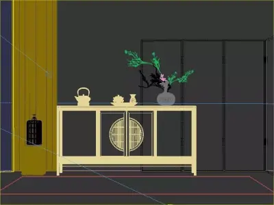 Chinese-style Entryway Cabinet  3D model