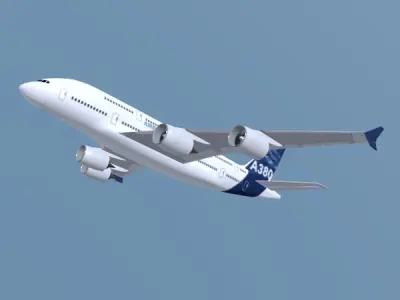 Airbus A380 commercial aircraft Low-poly 3D model