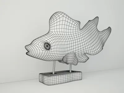 Hand-Carved Driftwood Fish On Stand 2 3D model