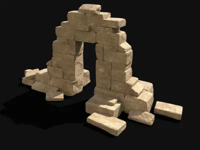  ARABIC DESERT RUINS GATE ORIENTAL EGYPTIAN SAND STONE Low-poly 3D model