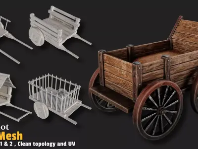 5 Chariot Base Mesh Low-poly 3D model