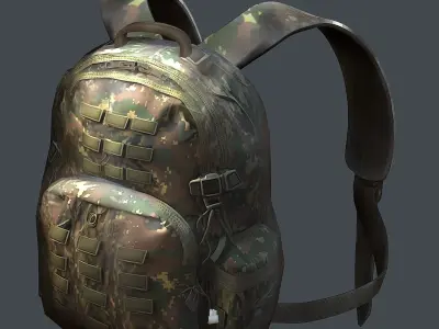 Backpack military combat Black baggage bag luggage Low-poly 3D model