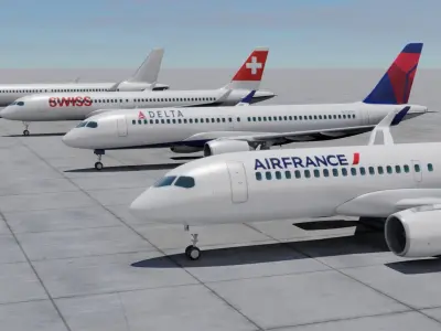 Pack Airbus A220-300 Multi livery Low-poly 3D model