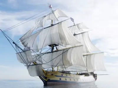 HMS Vanguard Sailing ship Low-poly 3D model