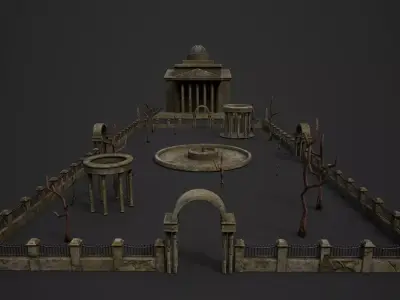 Old Roman Buildings with components Low-poly 3D model