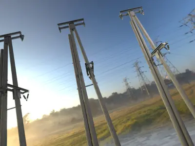 Wooden Electricity Pole without Ladder - Object 049 Low-poly 3D model