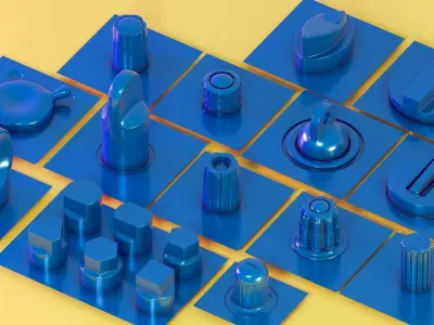 100 Buttons and switches hard surface kitbash - vol1 Low-poly 3D model