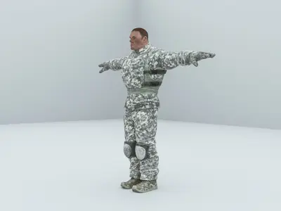 Nervous soldier Low-poly 3D model