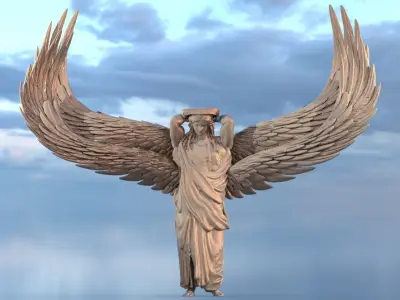 Angels renaissance wall mount statue 3D model