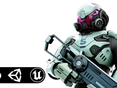 CYBORG SOLDIER RX-25 Rigged for Unreal Engine - Unity - MIXAMO  3D model