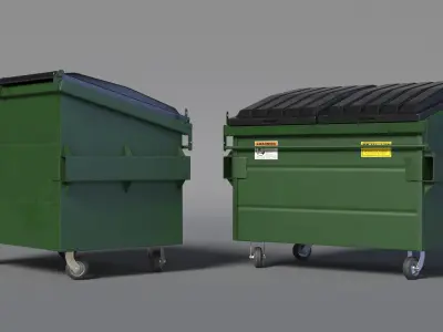 Commercial Trash Dumpster Green Clean 3D model
