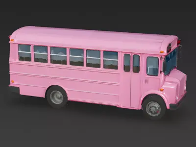 Pastel Pink School Bus 3D Model Low-poly 3D model
