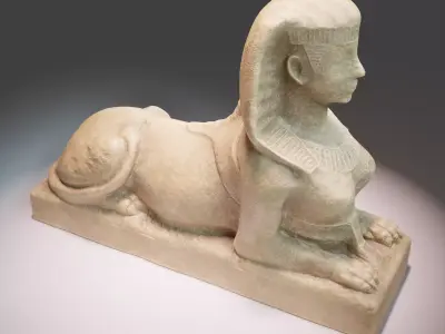 Egyptian sphinx sculpture Low-poly 3D model