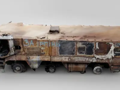 destroyed russian KAMAZ-63968 Typhoon-K MRAP vehicle 3D model