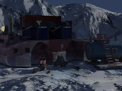 Antarctica ship in snow 3D model