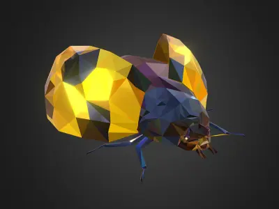 Bug Ladybug Yellow Low Polygon Art Insect Low-poly 3D model