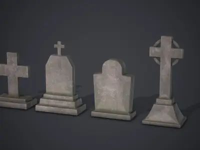 Gravestones Old Tombstones Low-poly 3D model