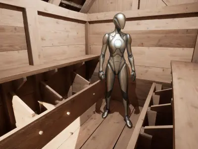 Enterable small medieval granary Low-poly 3D model