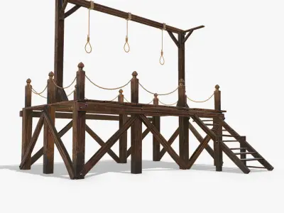  Medieval Gallows Low-poly 3D model
