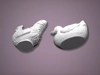 Farmhouse Duck and Hen Planter Free STL 3D Print Free 3D print model
