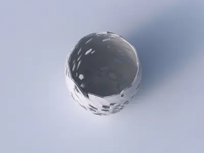 Bowl cylindrical with twisted crystal skin with holes 2 3D model